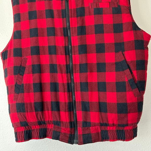 Vintage Ozark Trail buffalo plaid vest Flannel full zip pockets 90s outdoor M - Picture 3 of 12